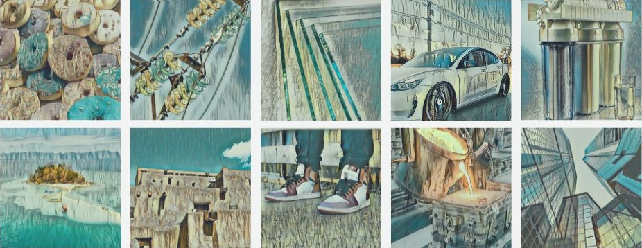 Montage showing diverse products and materials connected to sand and silicates.