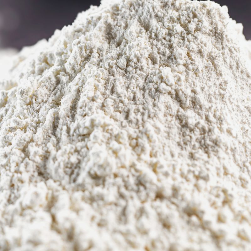 Close-up of fine white kaolin clay powder.